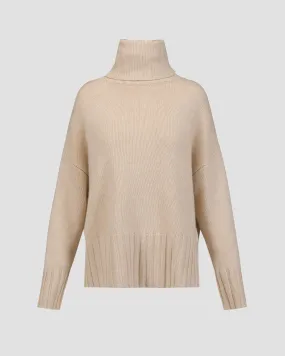 Women's beige cashmere turtleneck Kujten Yoko F2621-2