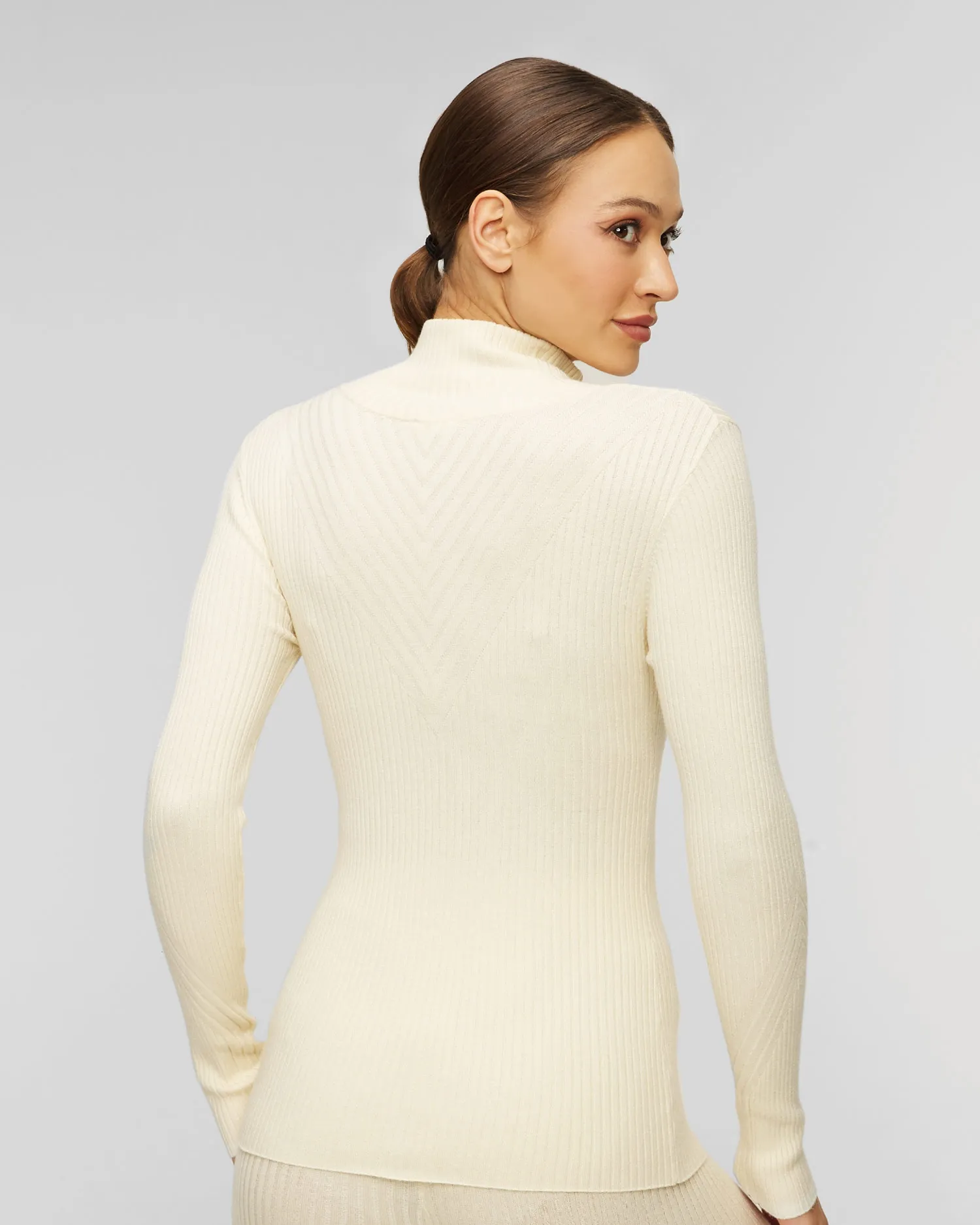 Women's beige turtleneck Varley Demi Half Zip Knit var01664-wg