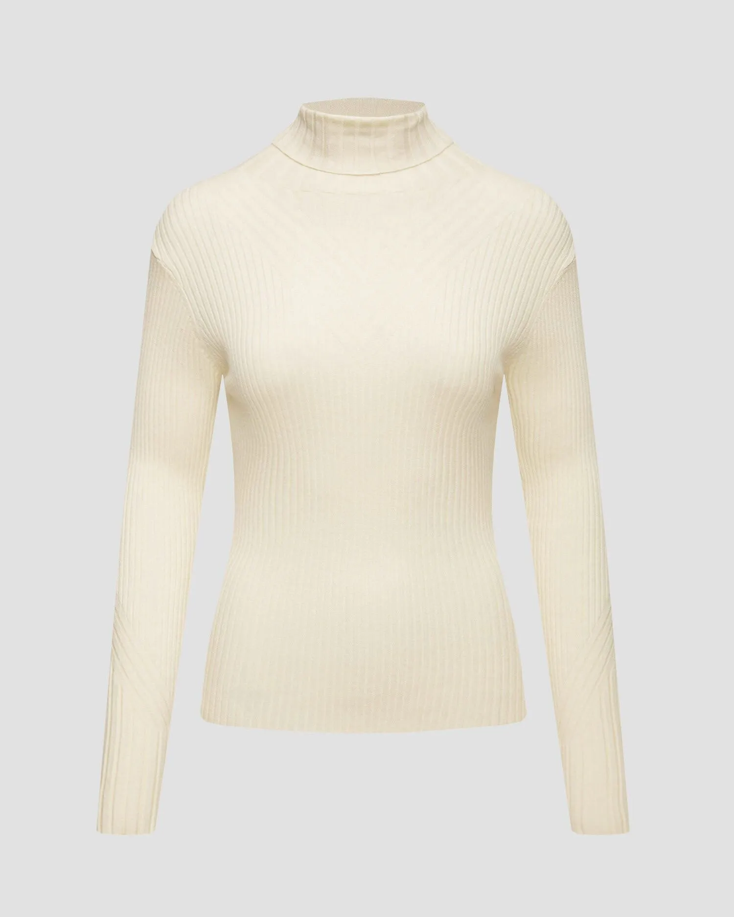 Women's beige turtleneck Varley Esme Rib Roll Neck var01663-wg