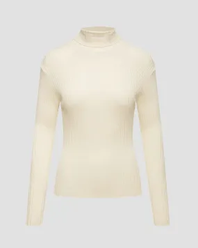 Women's beige turtleneck Varley Esme Rib Roll Neck var01663-wg