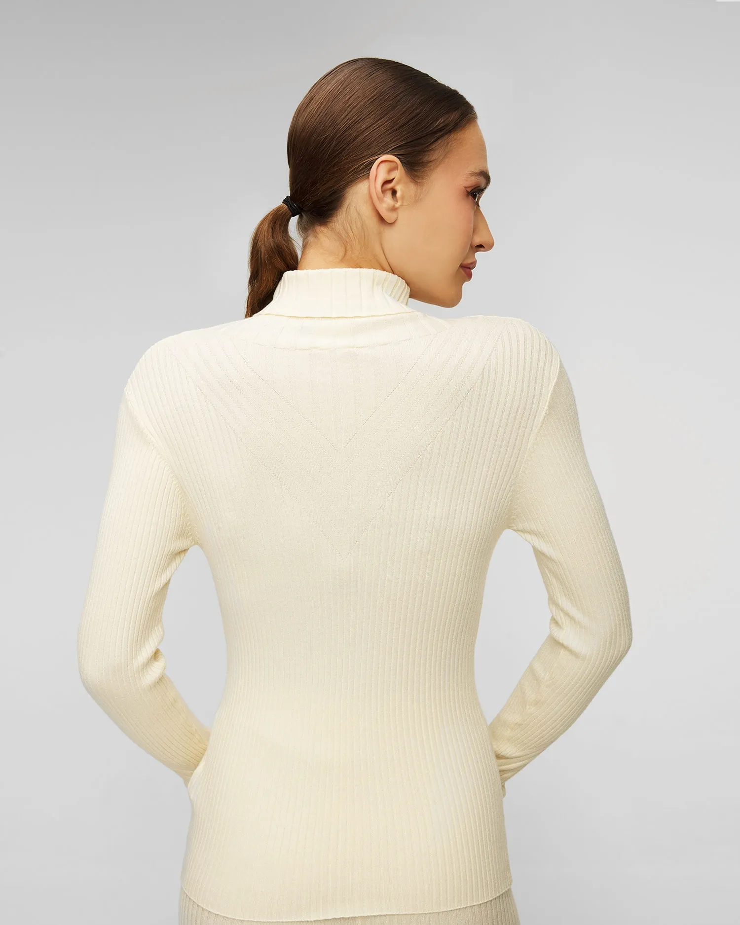 Women's beige turtleneck Varley Esme Rib Roll Neck var01663-wg