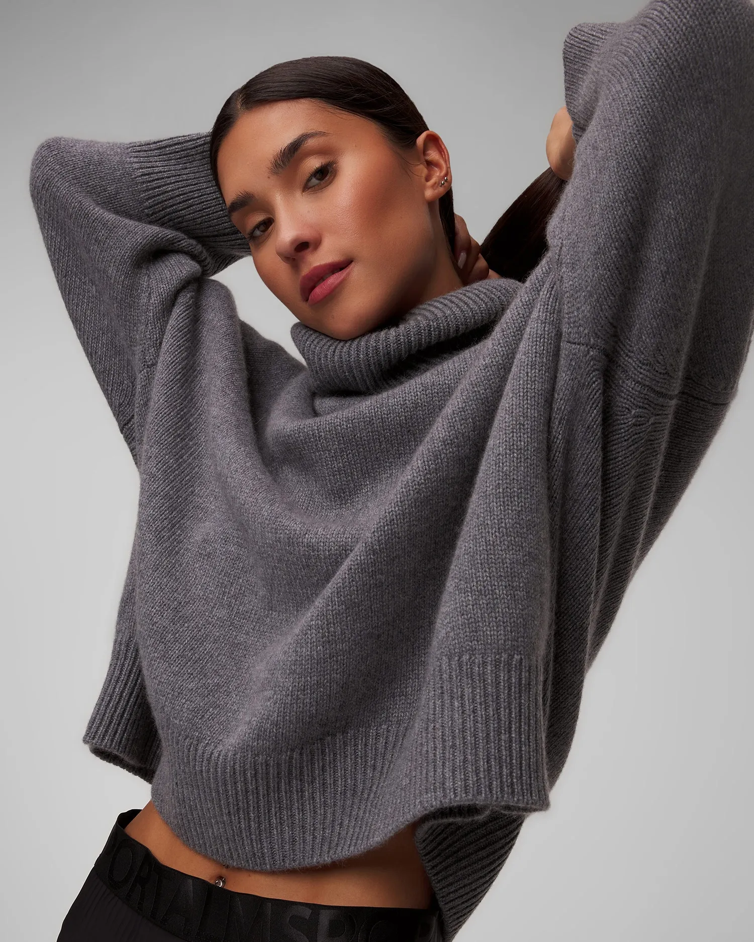 Women's grey cashmere turtleneck Kujten Diana F2797-1300