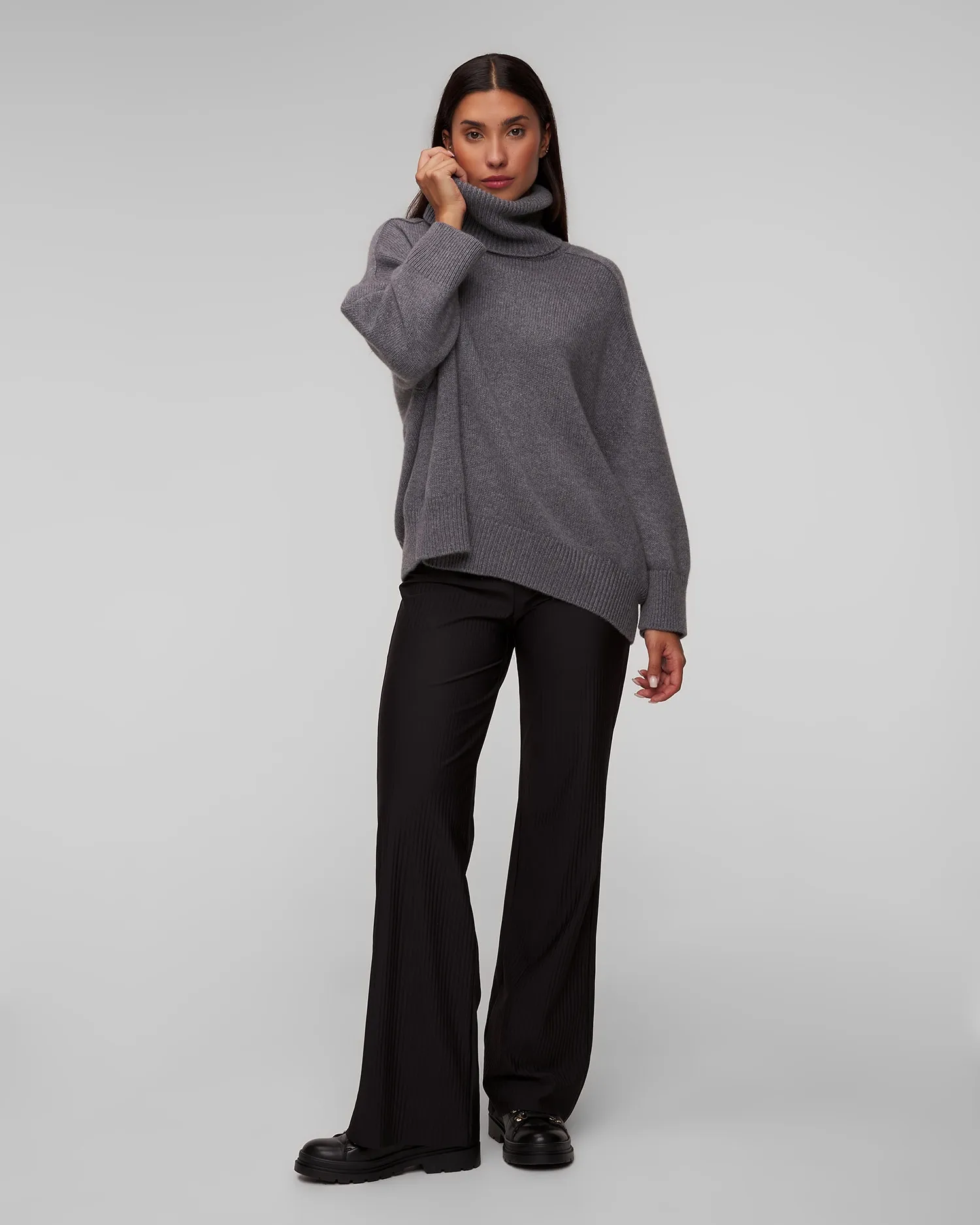 Women's grey cashmere turtleneck Kujten Diana F2797-1300