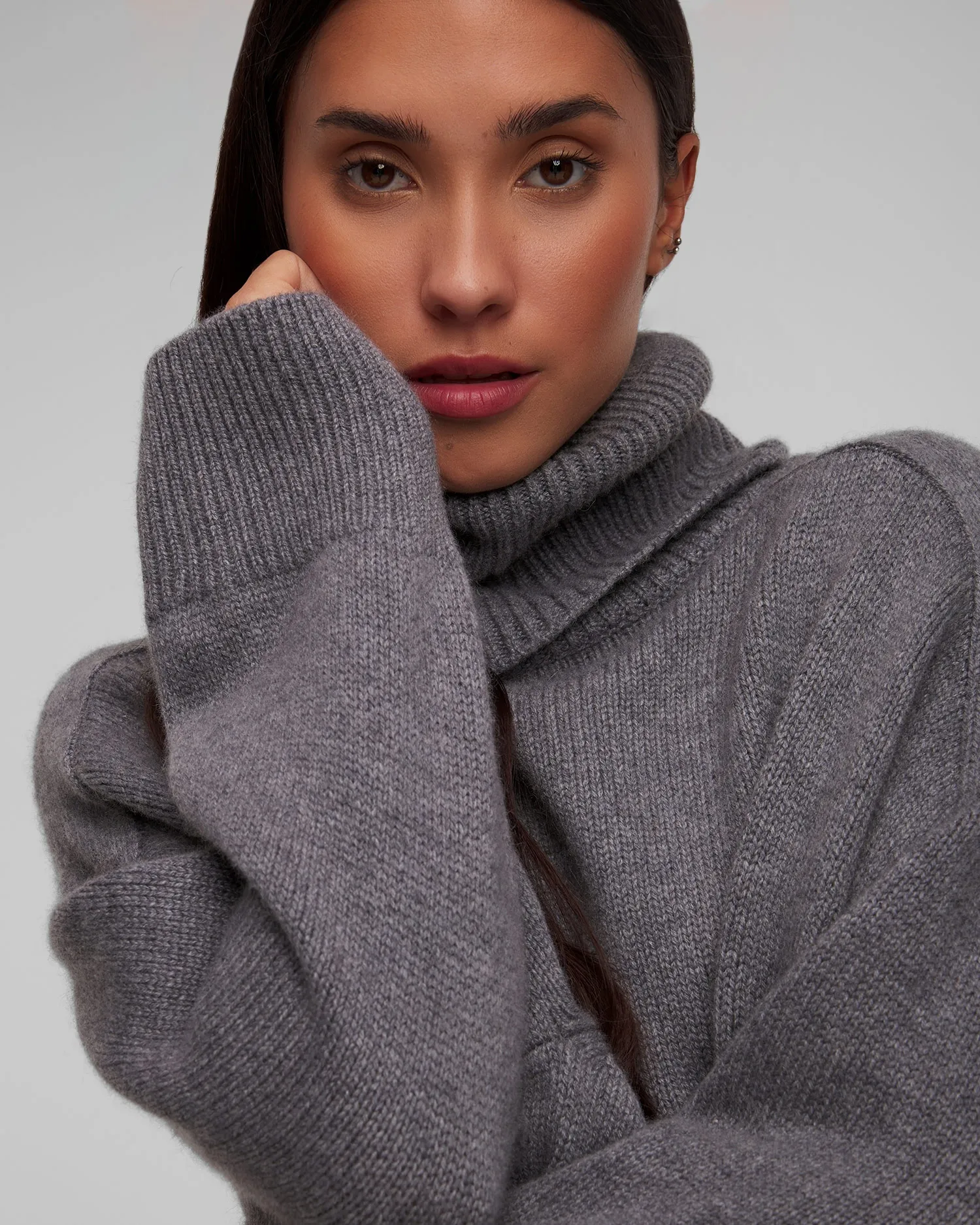 Women's grey cashmere turtleneck Kujten Diana F2797-1300