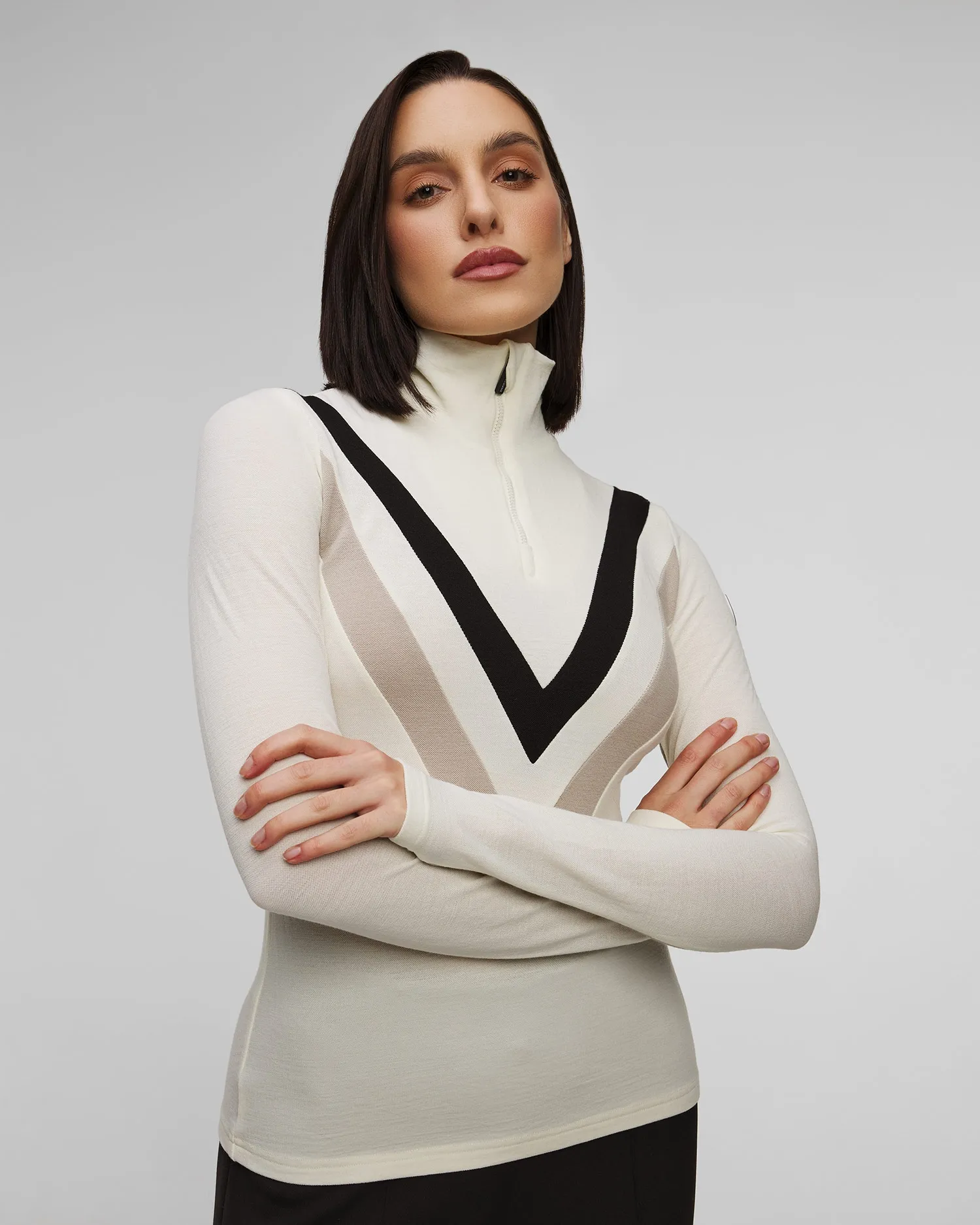 Women's white turtleneck with a zip We Norwegians Voss 1921-75