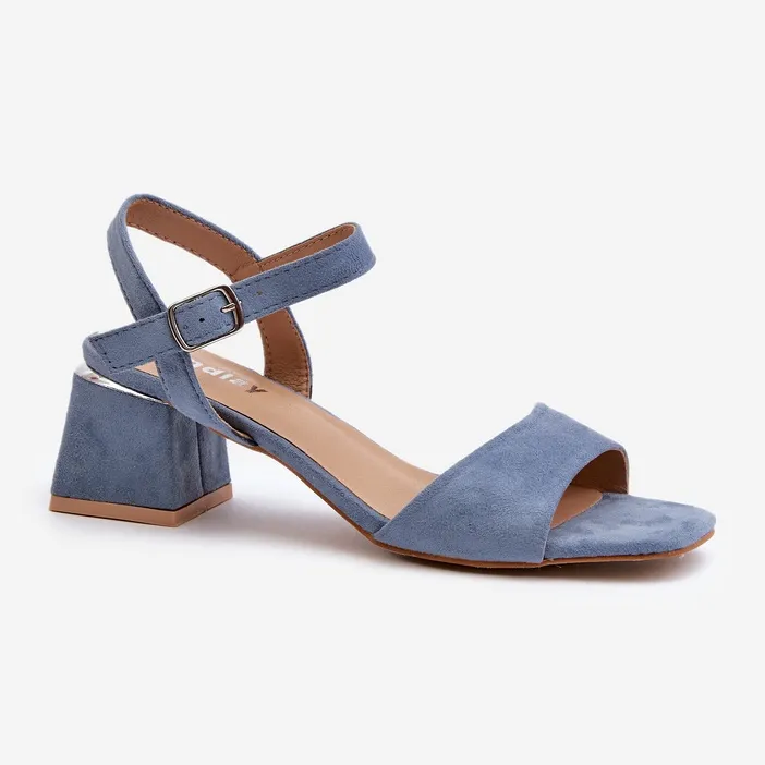 Women's Sandals on an Eco Suede Block, Blue Leisha