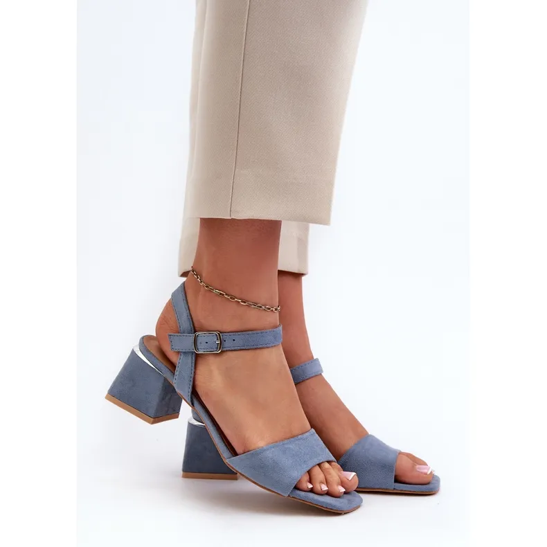 Women's Sandals on an Eco Suede Block, Blue Leisha