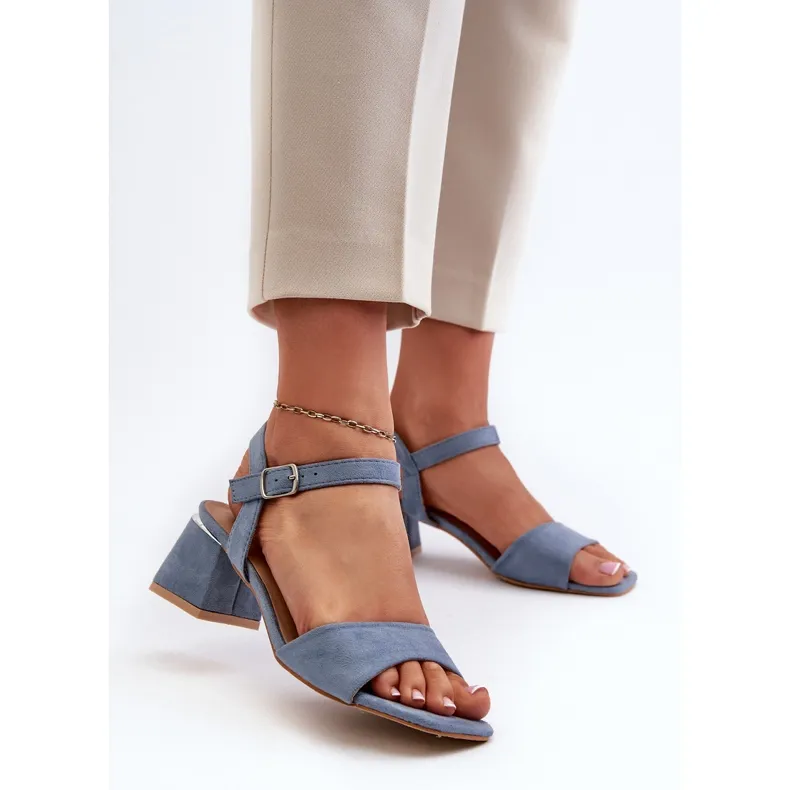 Women's Sandals on an Eco Suede Block, Blue Leisha