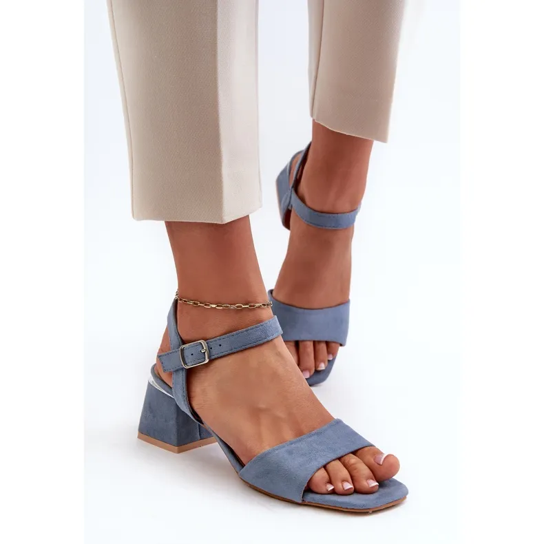 Women's Sandals on an Eco Suede Block, Blue Leisha