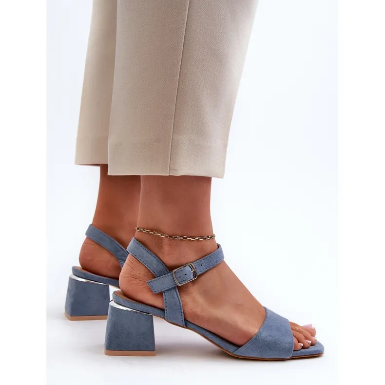 Women's Sandals on an Eco Suede Block, Blue Leisha