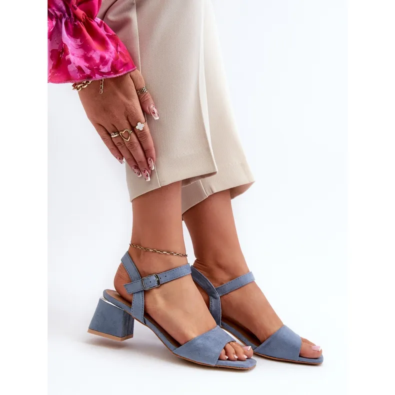 Women's Sandals on an Eco Suede Block, Blue Leisha