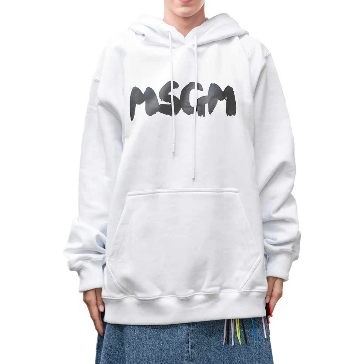 Women's MSGM Brush Print Hoodie White