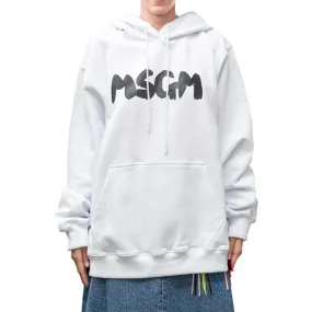 Women's MSGM Brush Print Hoodie White